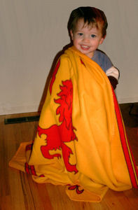 A little flag lover with the Scottish Lion Fleece Flag Blanket from your smALL FLAGs store.
